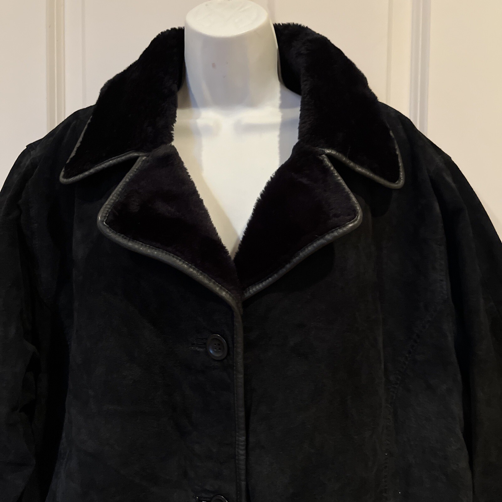 VINTAGE RARE VENEZIA SUEDE FAUX FUR LINED JACKET Y2K 90’s GRUNGE SIZE 18 / 20 2X