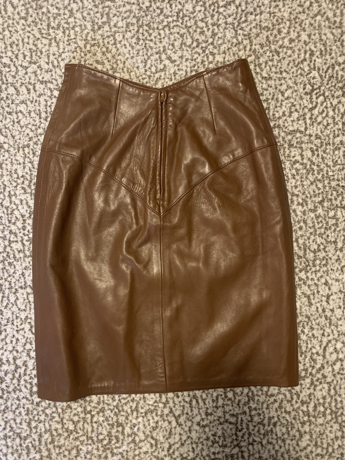 Vakko Size 2 Woman’s Vintage Brown Genuine Leather Pencil Skirt High Waist Midi