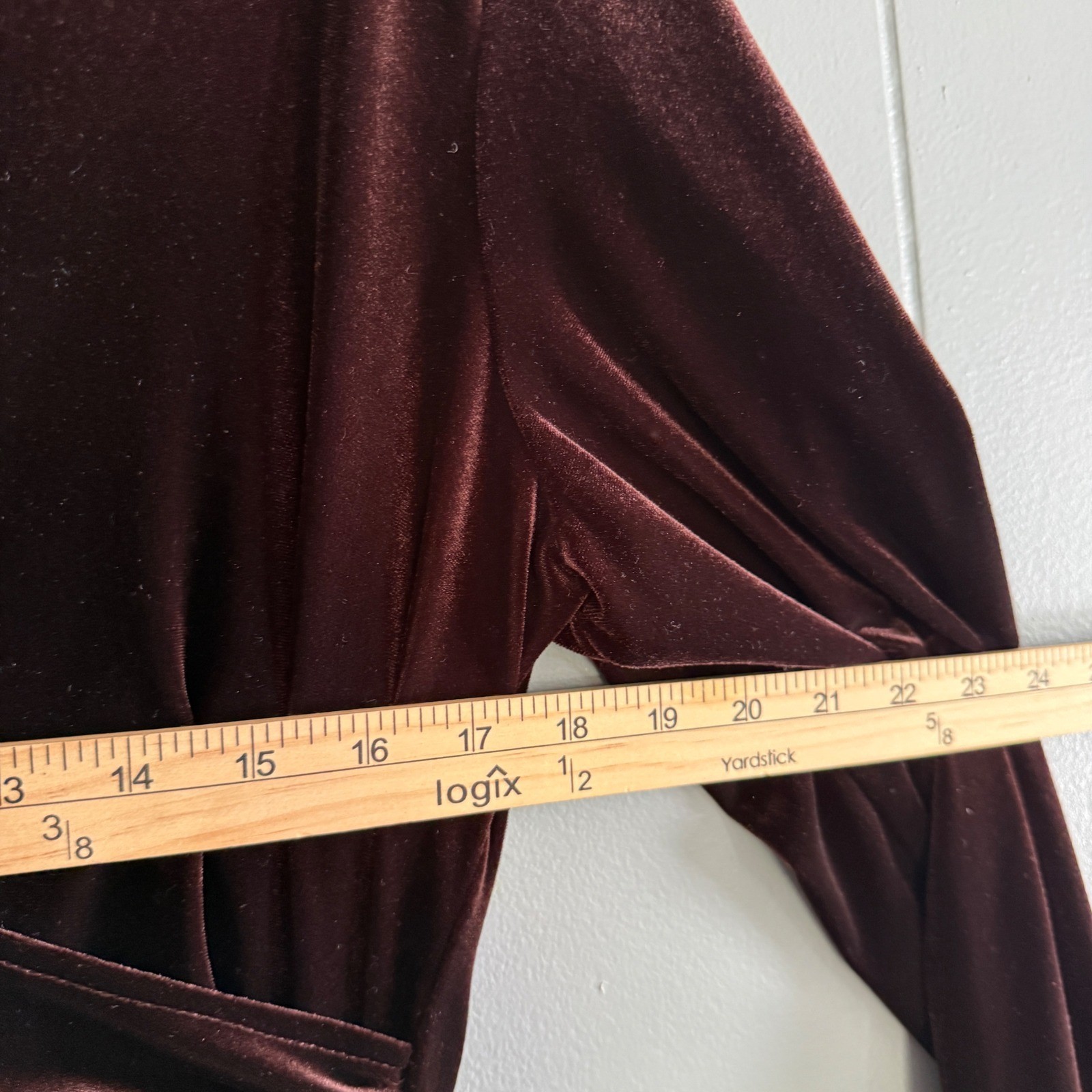 Cachet Vintage Brown Velvet Faux Fur Trim Wrap Maxi Dress Sz 14/16 Old Hollywood