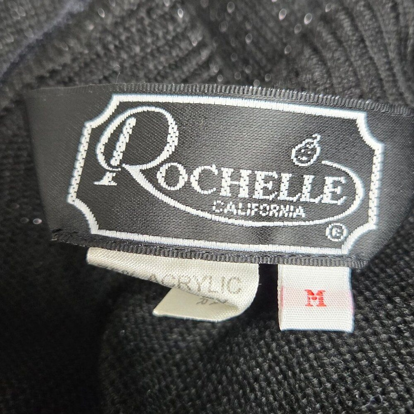 EUC VINTAGE ROCHELLE CALIFORNIA ACRYLIC LUREX SHIMMER BLACK PULLOVER SWEATER