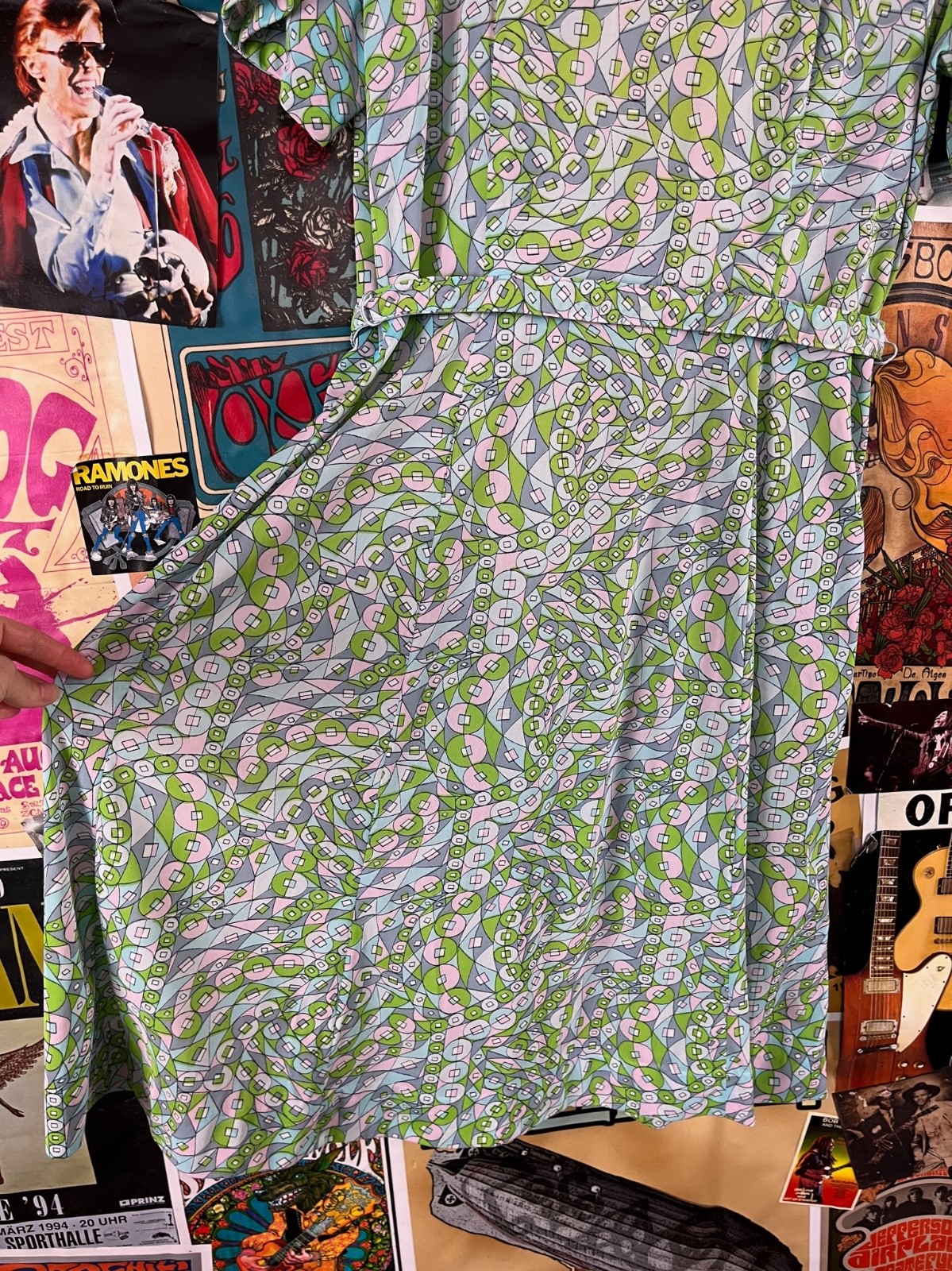 Vtg 50s-60s Pastel Mod Print Belted Sy Frankl Shirtwaist Day Dress Retro Medium