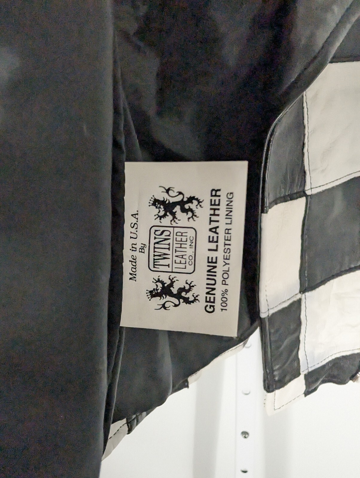 Twins Leather Co Vintage 90s Rap Checkerboard Patchwork Leather Biker Vest USA