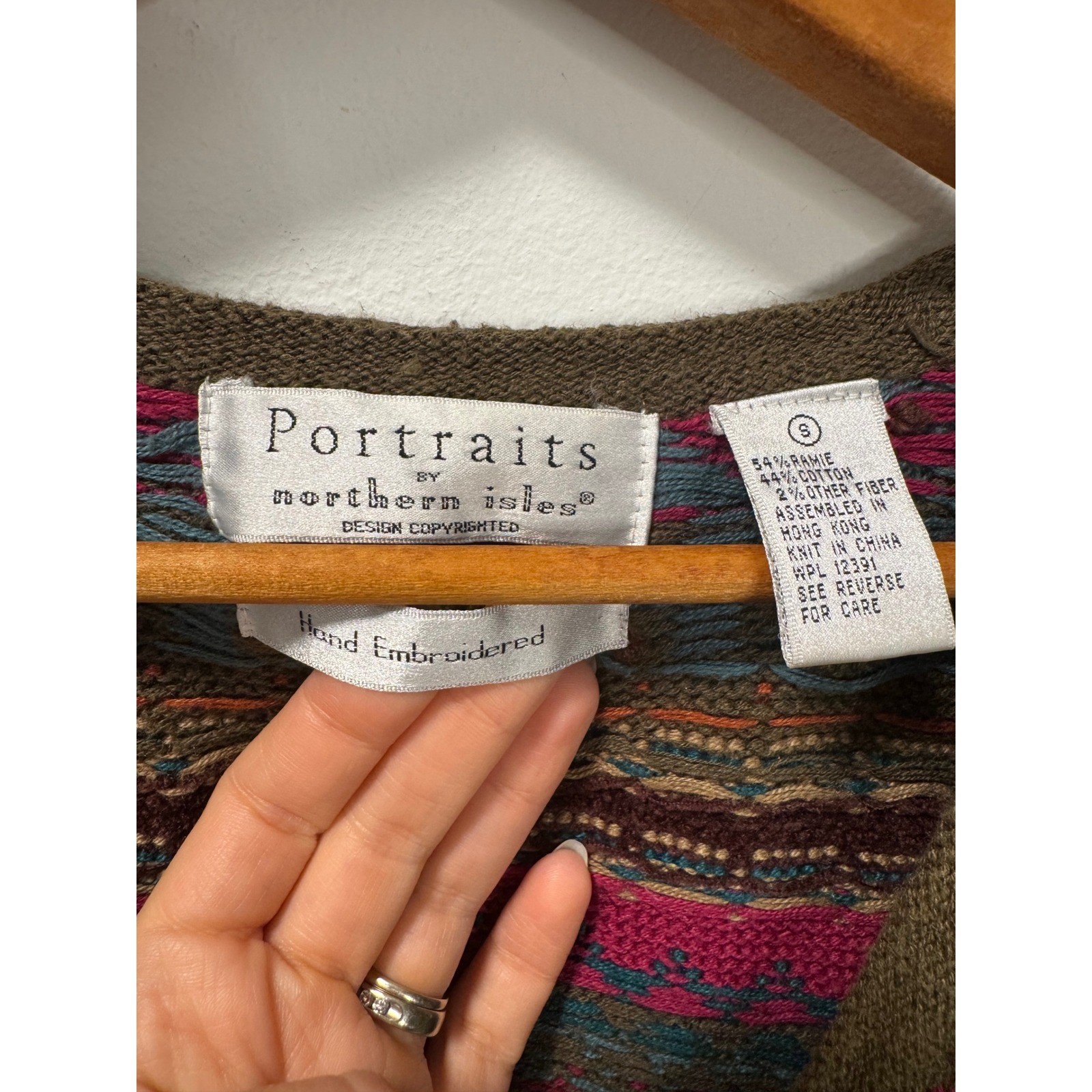 Portraits by Northern Isles Hand Embroidered Fair Isle Grandma Sweater Vest S