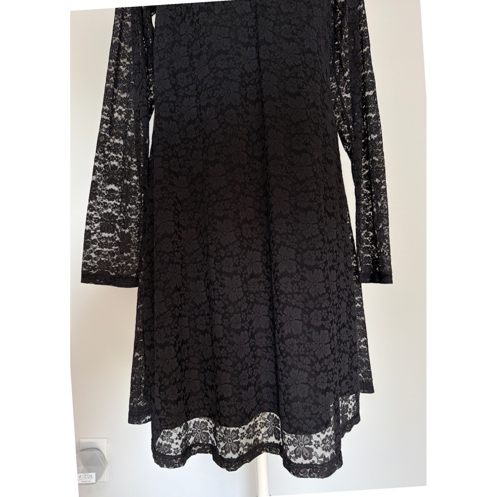 Dark Fairy Gothic Romantic Black Lace Fit & Flare Mini Dress XL