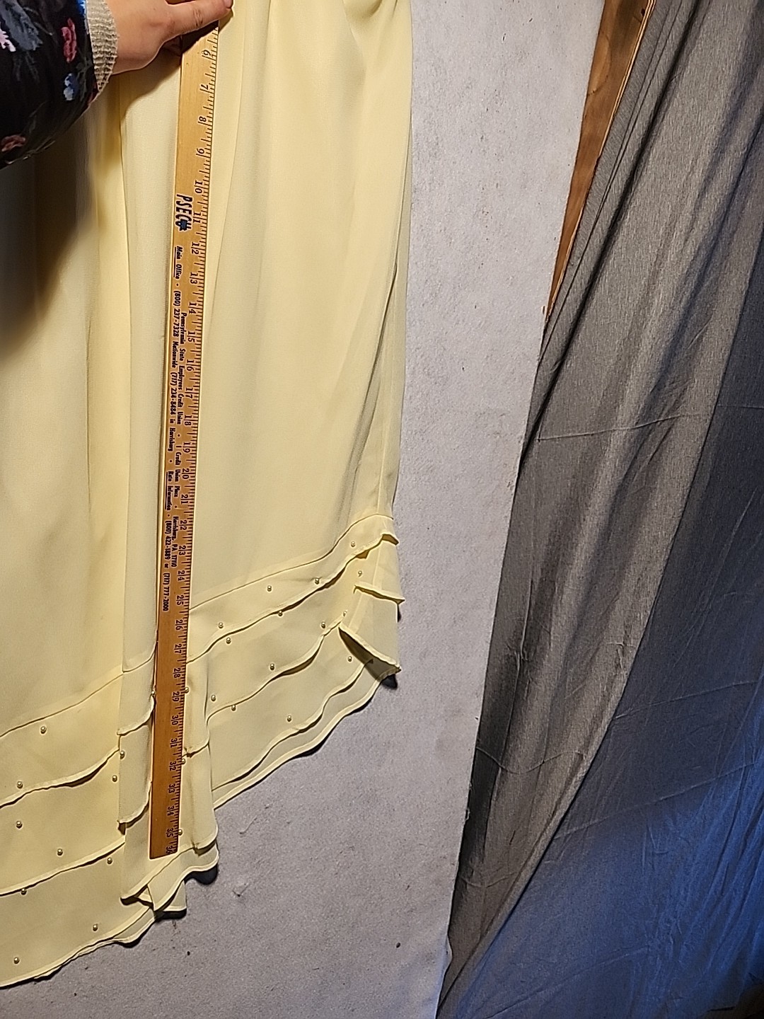 Vintage Butter Yellow Chiffon 3 Piece Skirt Set Wedding Faux Pearls Size XL USA