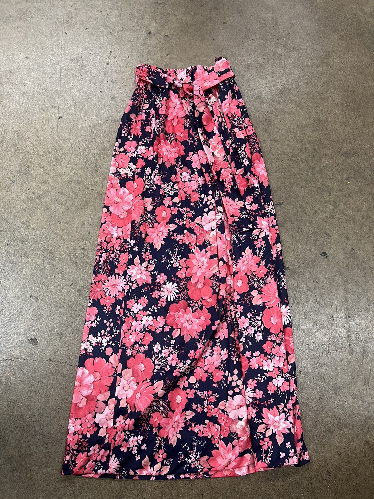 Vintage 70s PRESTIGE Of BOSTON Long Skirt Blue Pink Flowery Size 6! Hippie!!!
