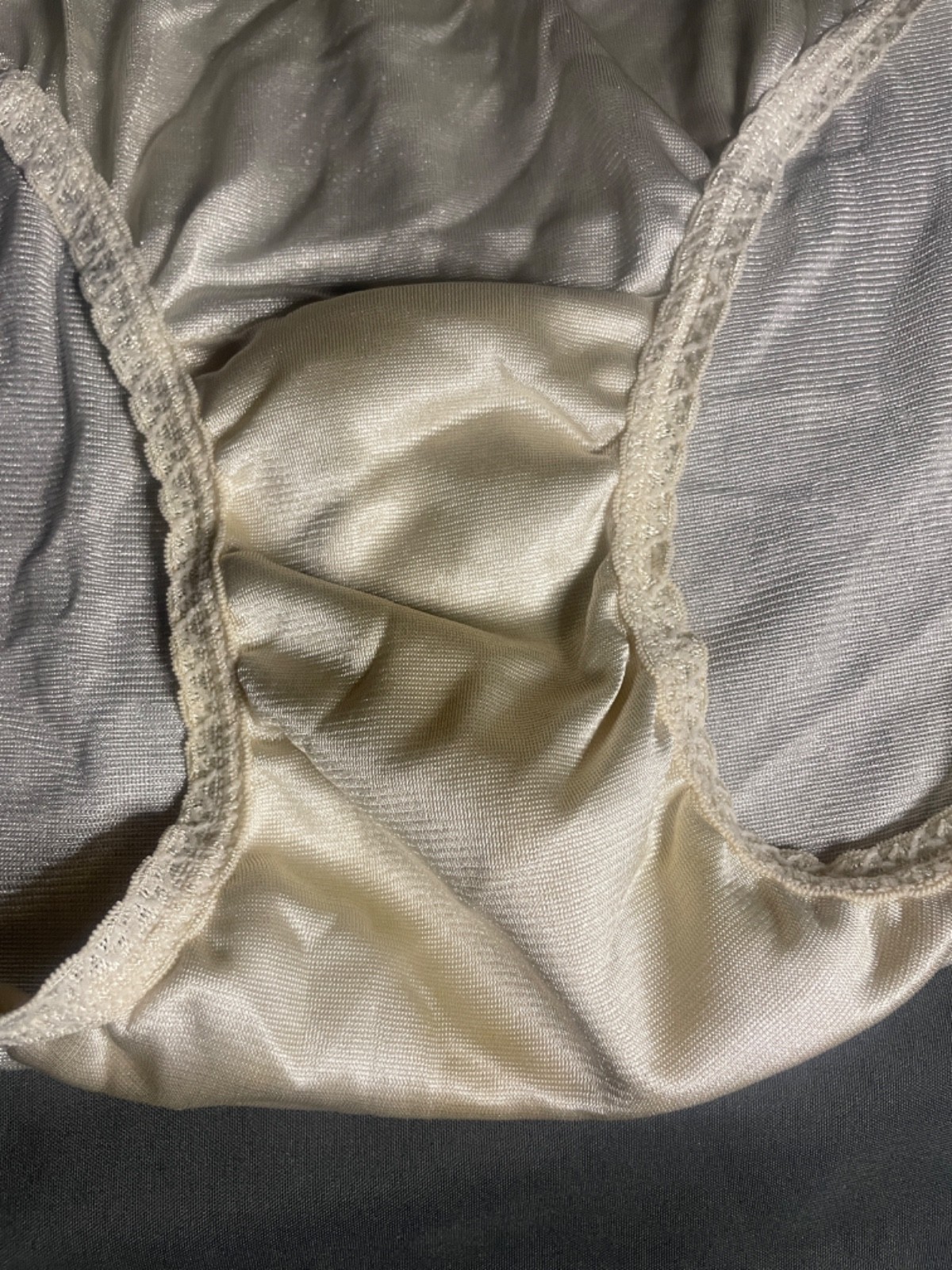 Vintage Hanes Her Way Nylon Brief Lace Trim White Panties Sz 9