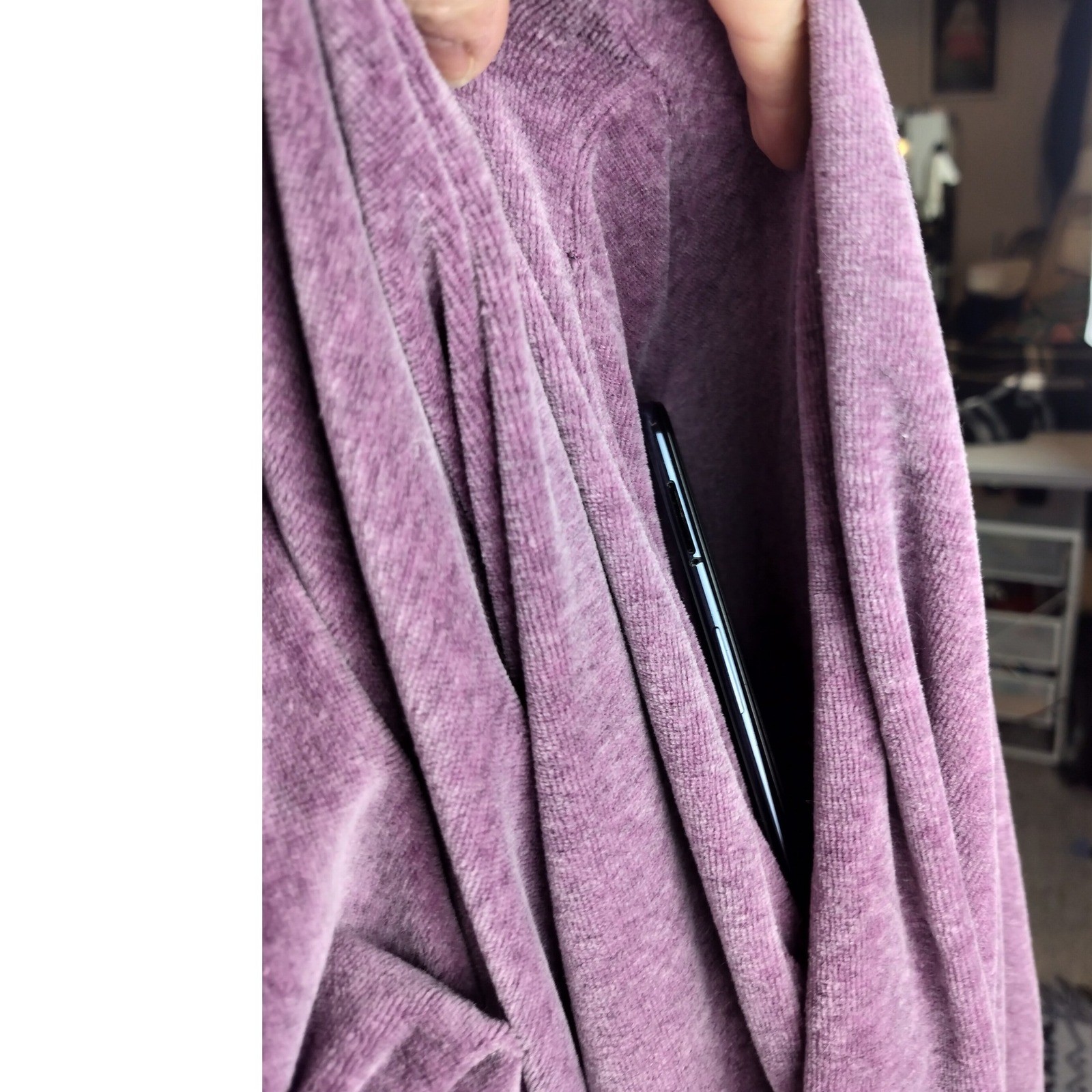 Vintage Velvet Velour Zip Loungewear Robe Size S Purple Gold Faye & Bernard