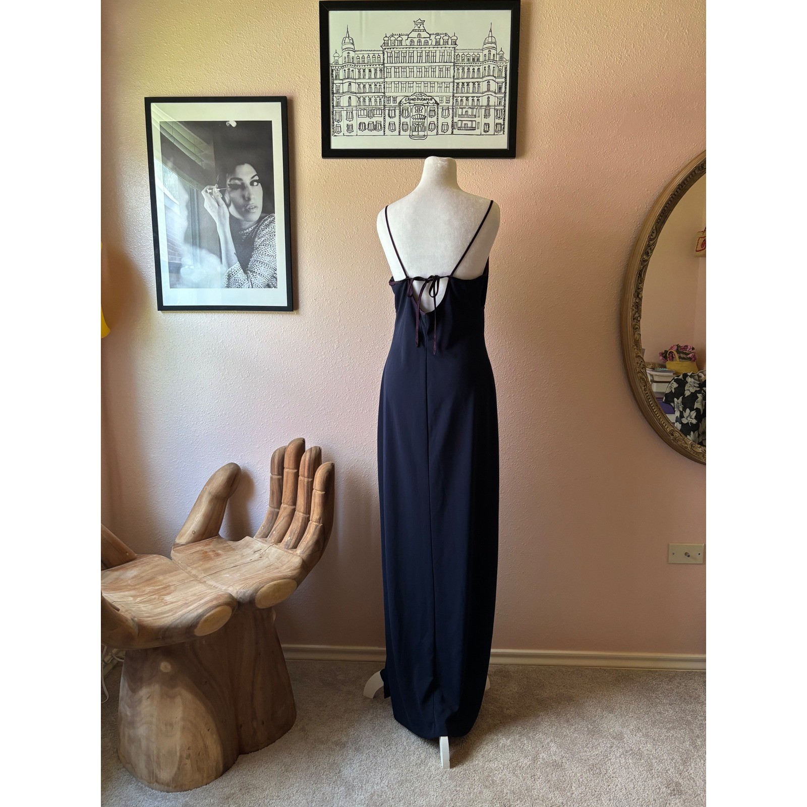 Vintage 90s Whimsygoth Blue Velvet Evening Gown