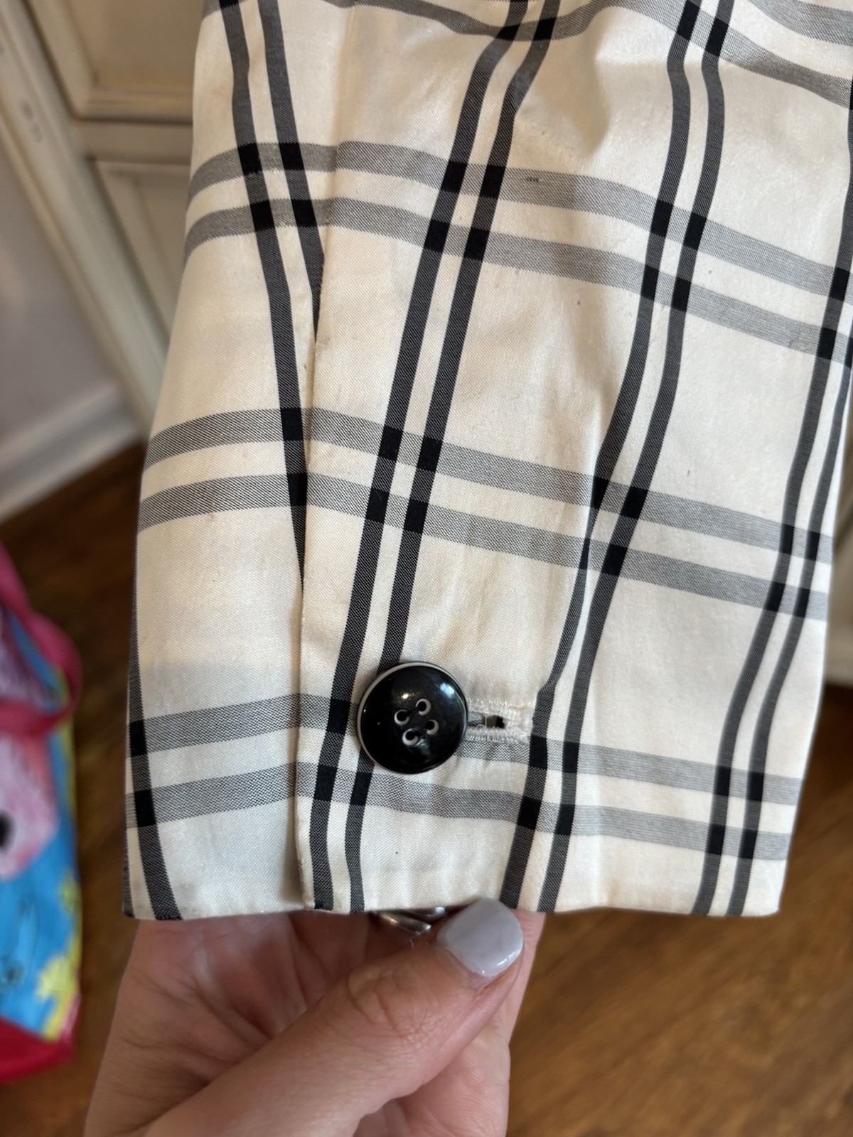 Vintage Carlisle Black White Plaid Blazer 90s Retro Size 8 Button Down