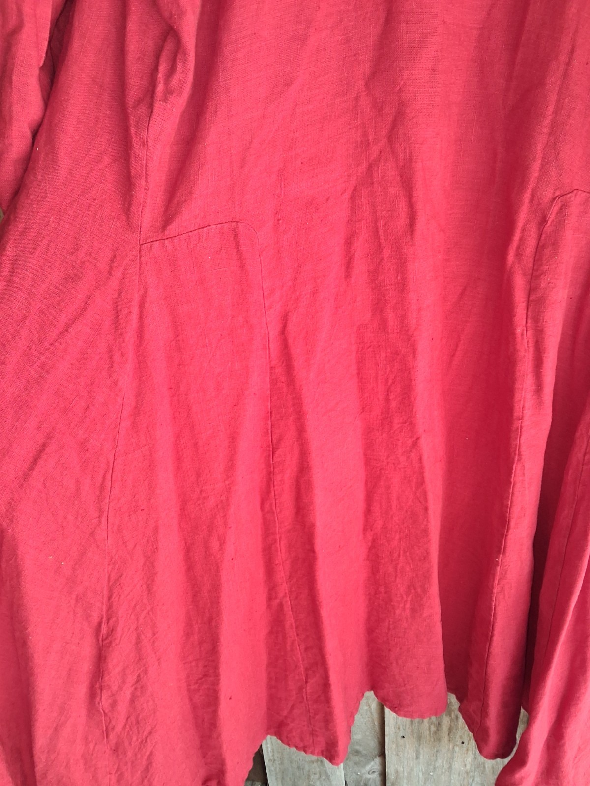 Renaissance Festival Heavy Red Linen Long Cloak Handmade XL Gold Buttons
