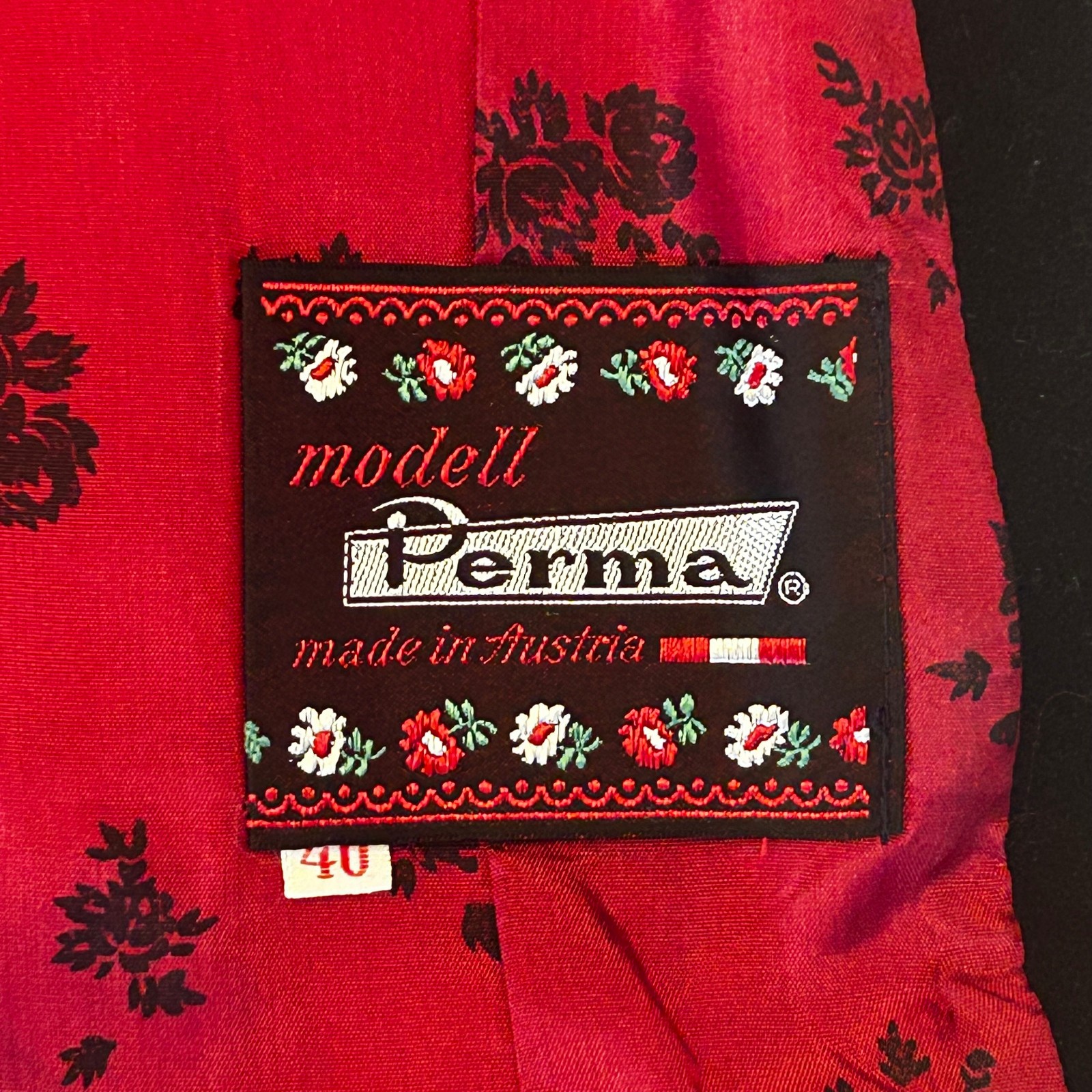 Vintage Austrian Wool Jacket Trachten Oktoberfest Embroidered Perma Size 40
