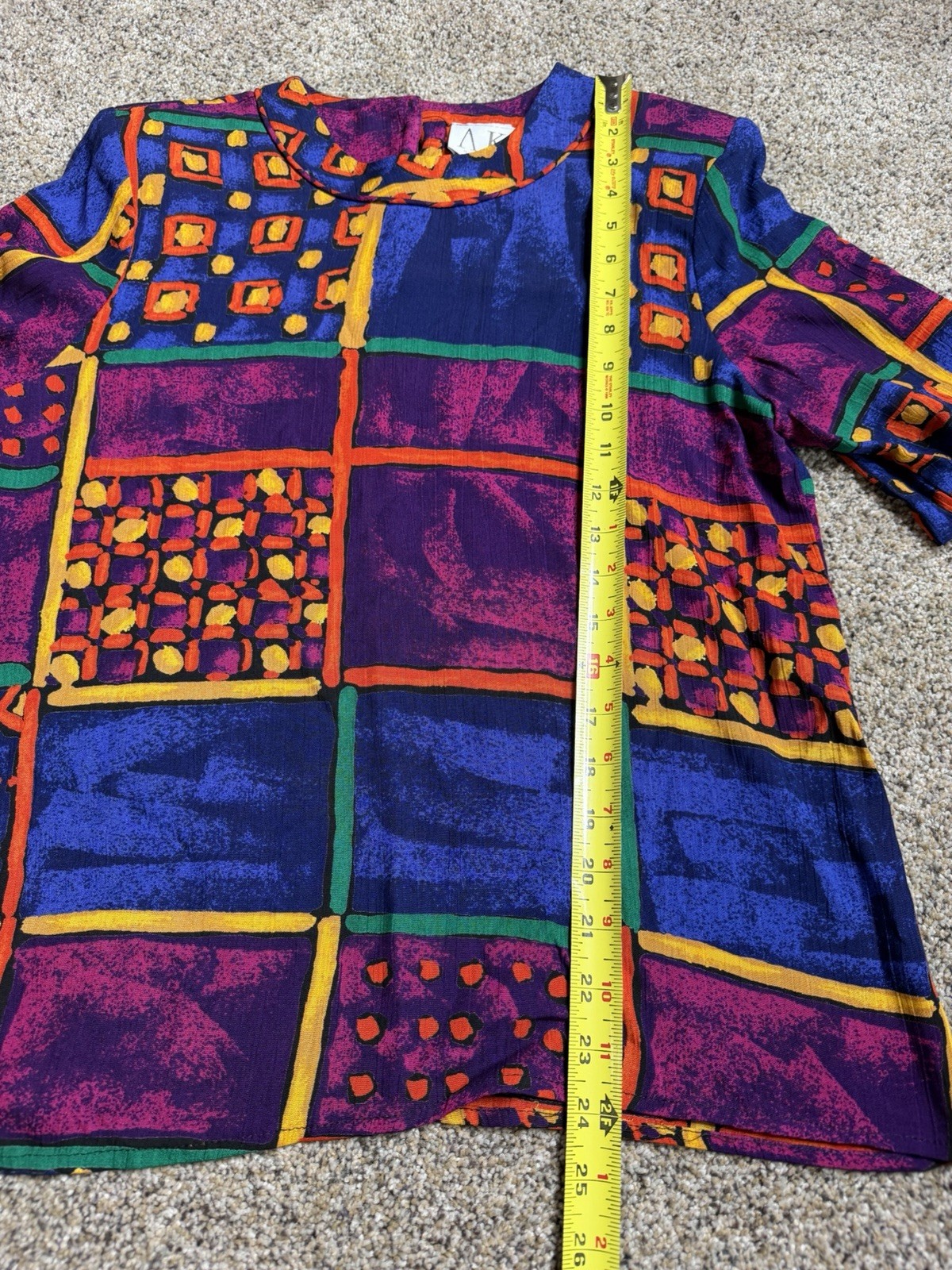 Vintage Top Funky Colors USA 80s 90s Artsy Hippie Indie Sz Medium