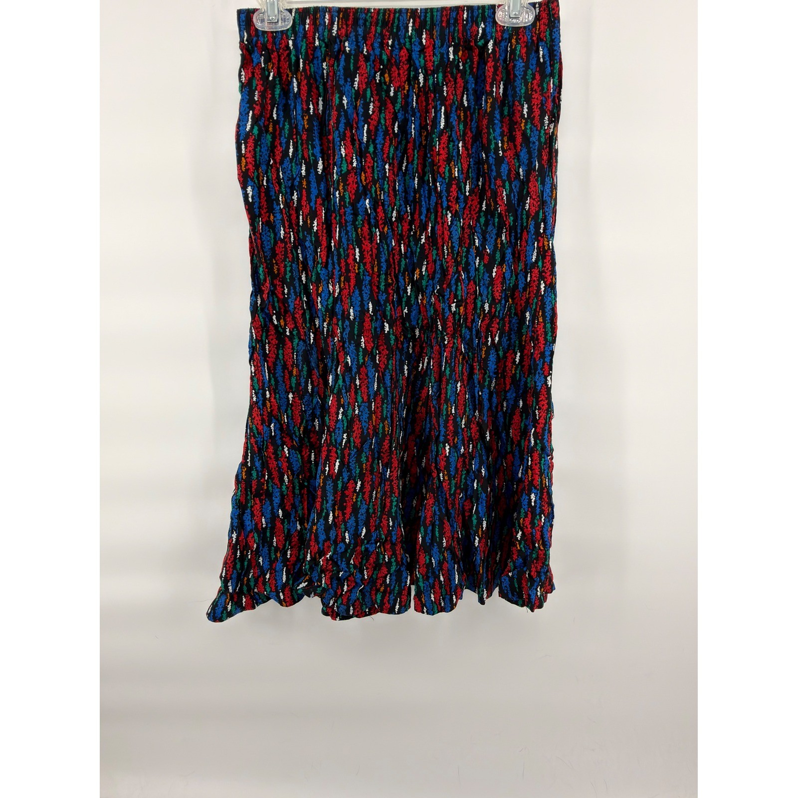 Vtg 80s Folio by Fire Islander Rayon Midi Skirt 14 Abstract Art Graphic Pleated