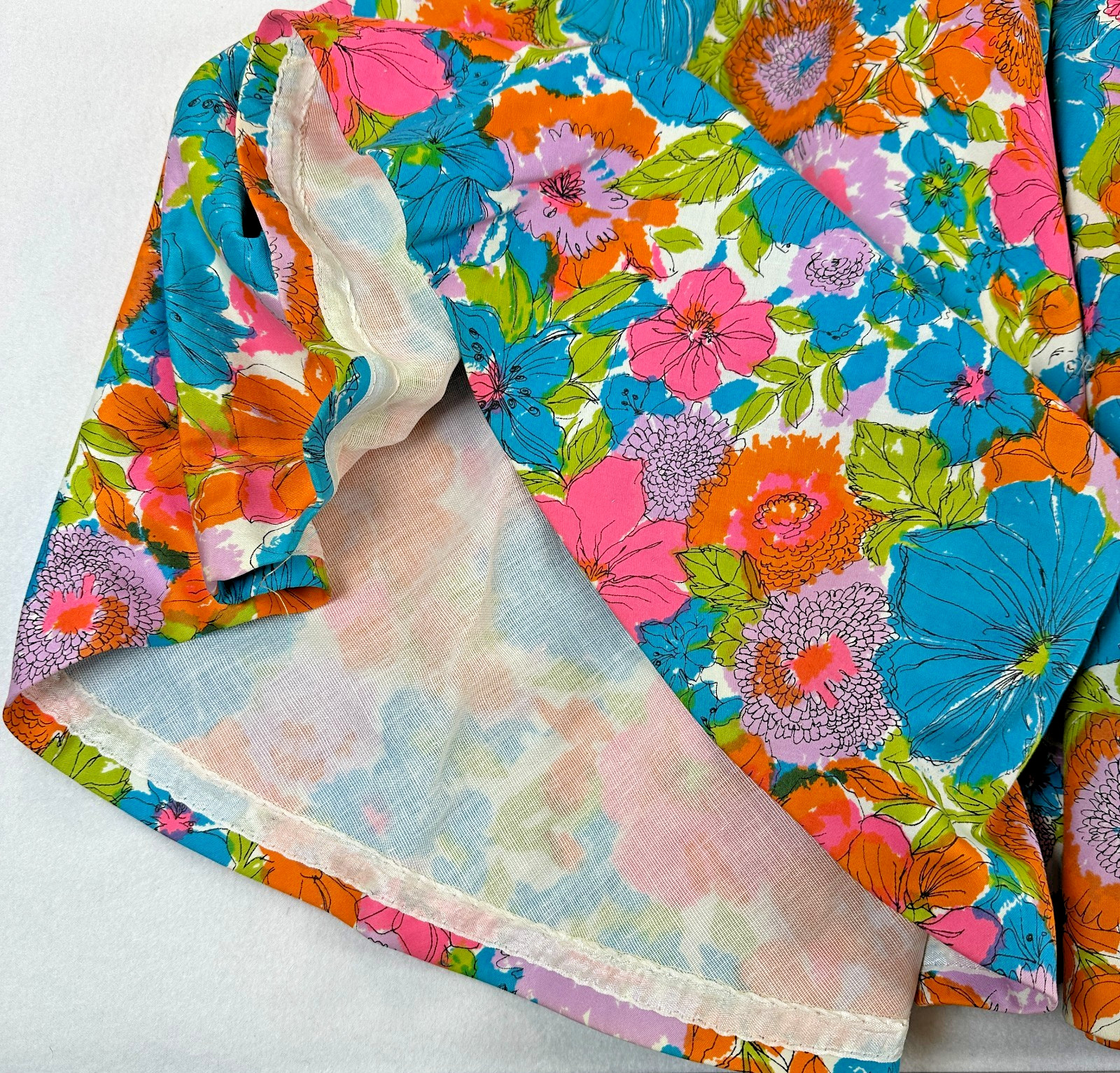 1950s 1960s Vintage Dress Full Skirt Bright Colorful Floral Low Back Statement