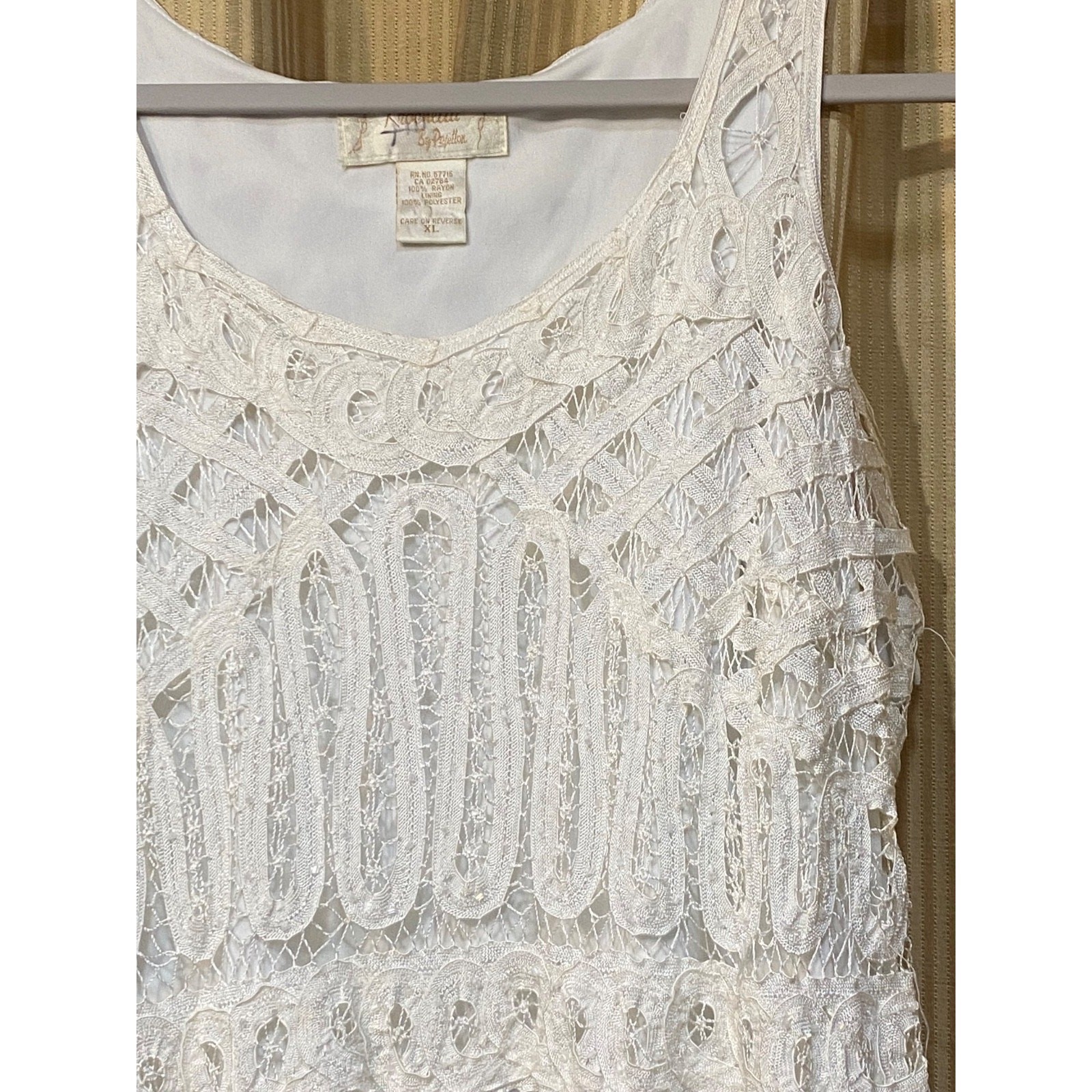 Vtg Y2K Kroshetta By Papillon Ivory Crochet Knit Midi Dress Sz XL