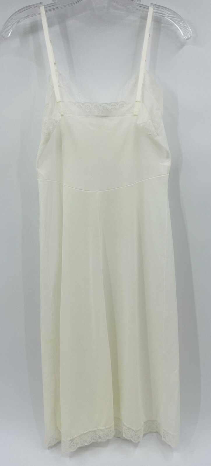 Vintage Vassarette Nylon Crepelon Full Slip Ivory Lace Trim Size A 34