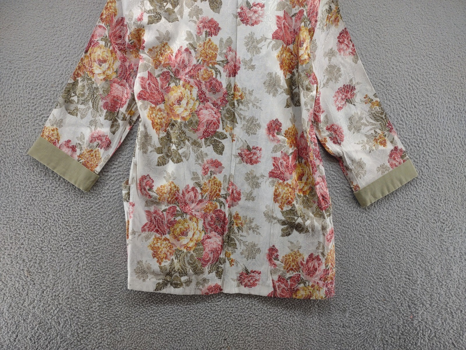 Vintage 80s SL Fashions Floral Long Open Blazer Cardigan in Size 18 USA Made