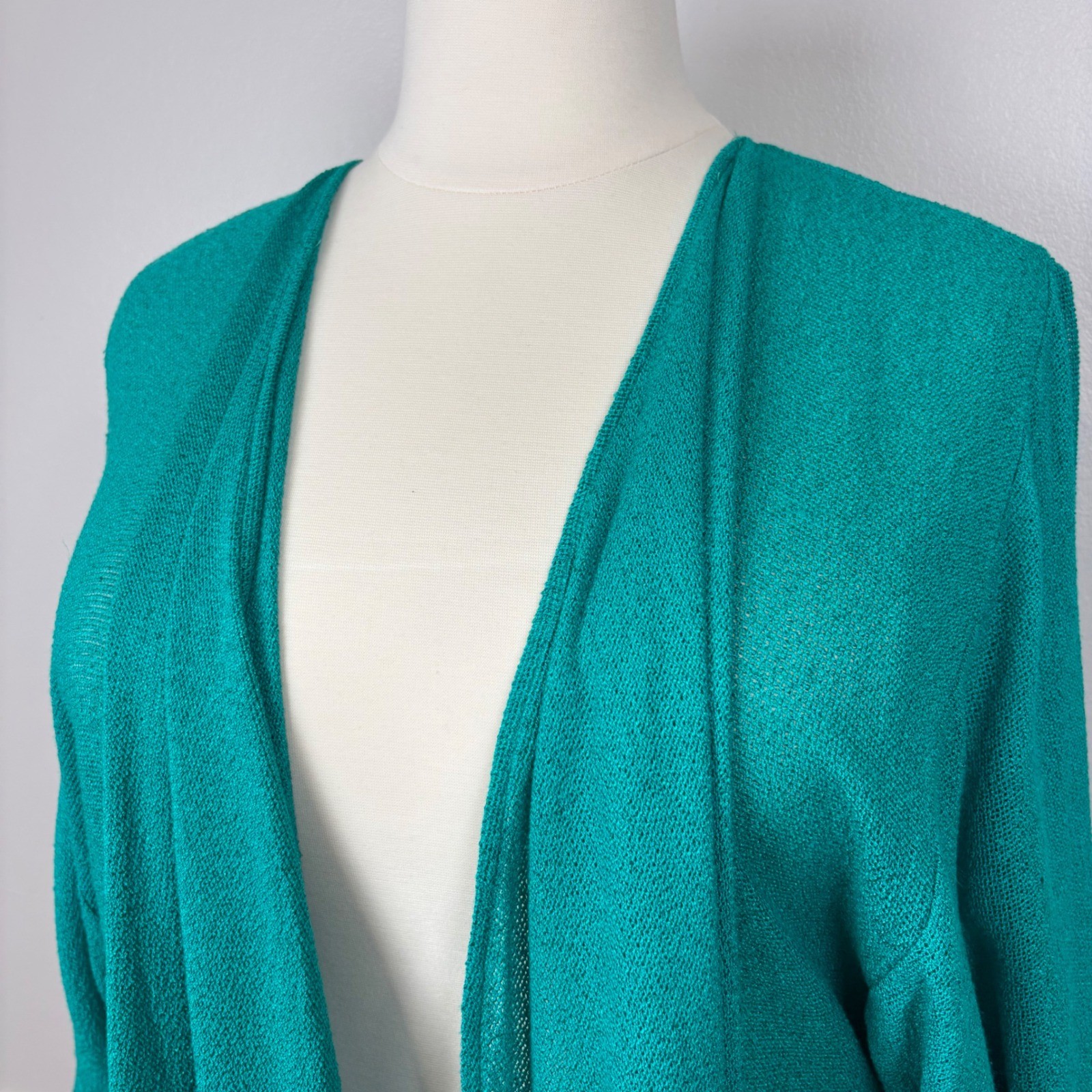 Spencer Alexis Vintage Kimono Inspired Topper Duster Teal Size 16 Dramatic 80s
