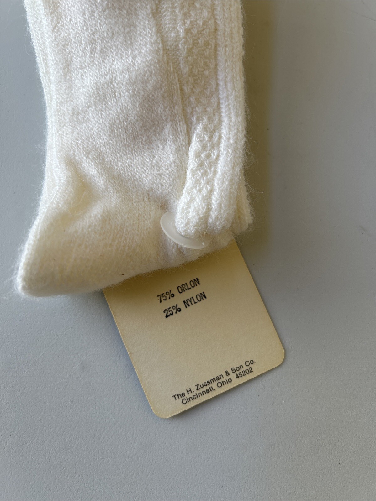 VTG Socks Cable Knit School Stocking Girl Hosiery 80s Ivory NOS 8-9.5 USA 90s