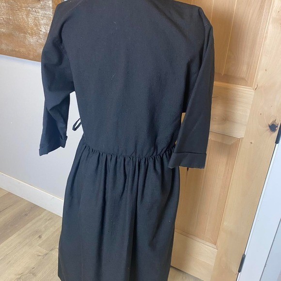 Vintage 1960’s Black MIDI Dress with pockets and collars S/M
