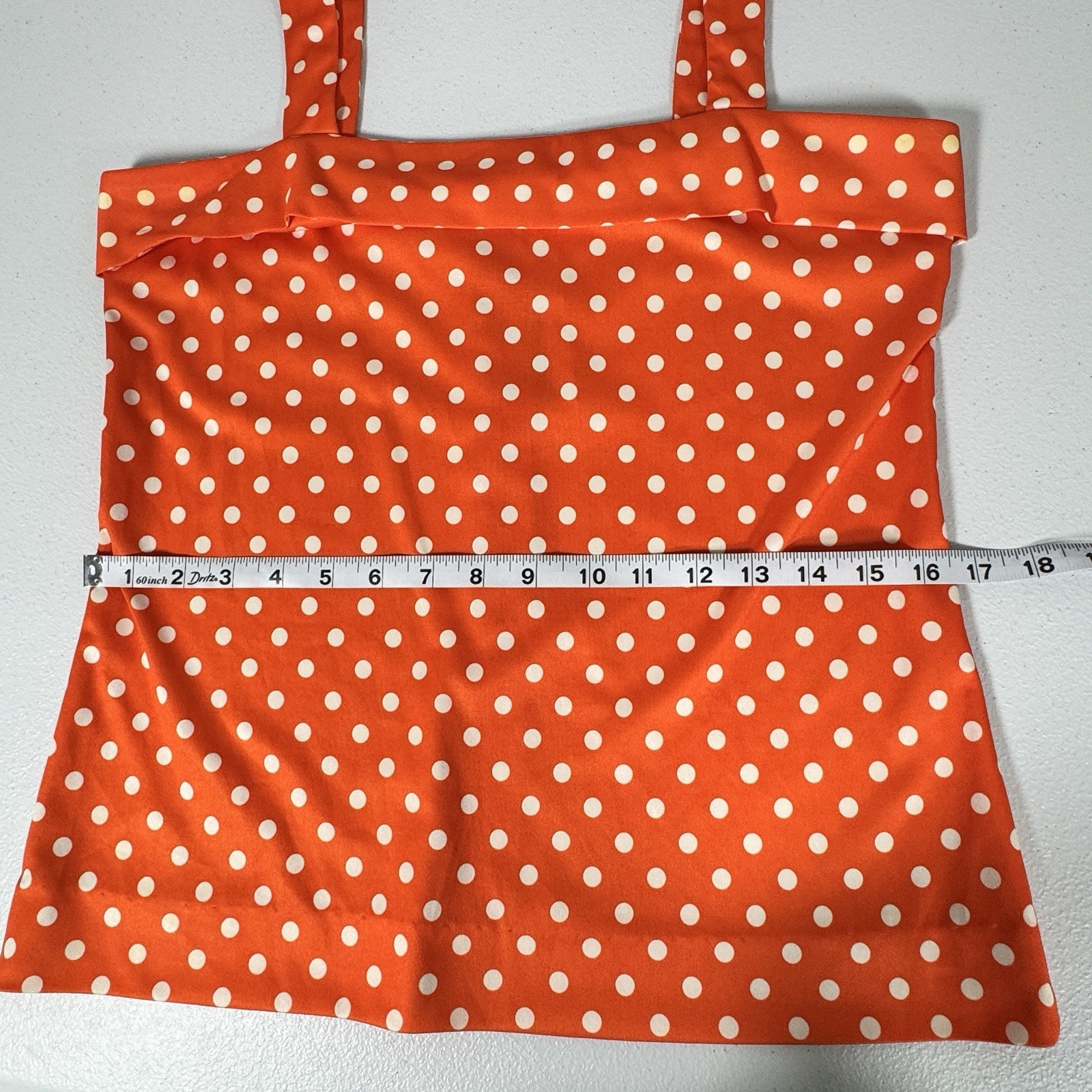 Vintage Polka Dot 2 Piece Set Orange Blouse Camisole Belt Retro Pin Up S