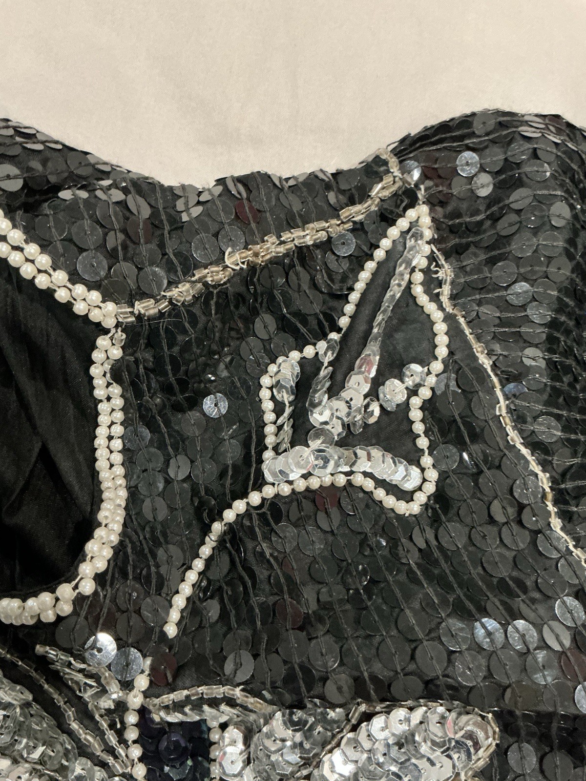 Vintage Joseph Le Bon Silk Beaded Sequin Blouse Top Large Evening Wear ￼