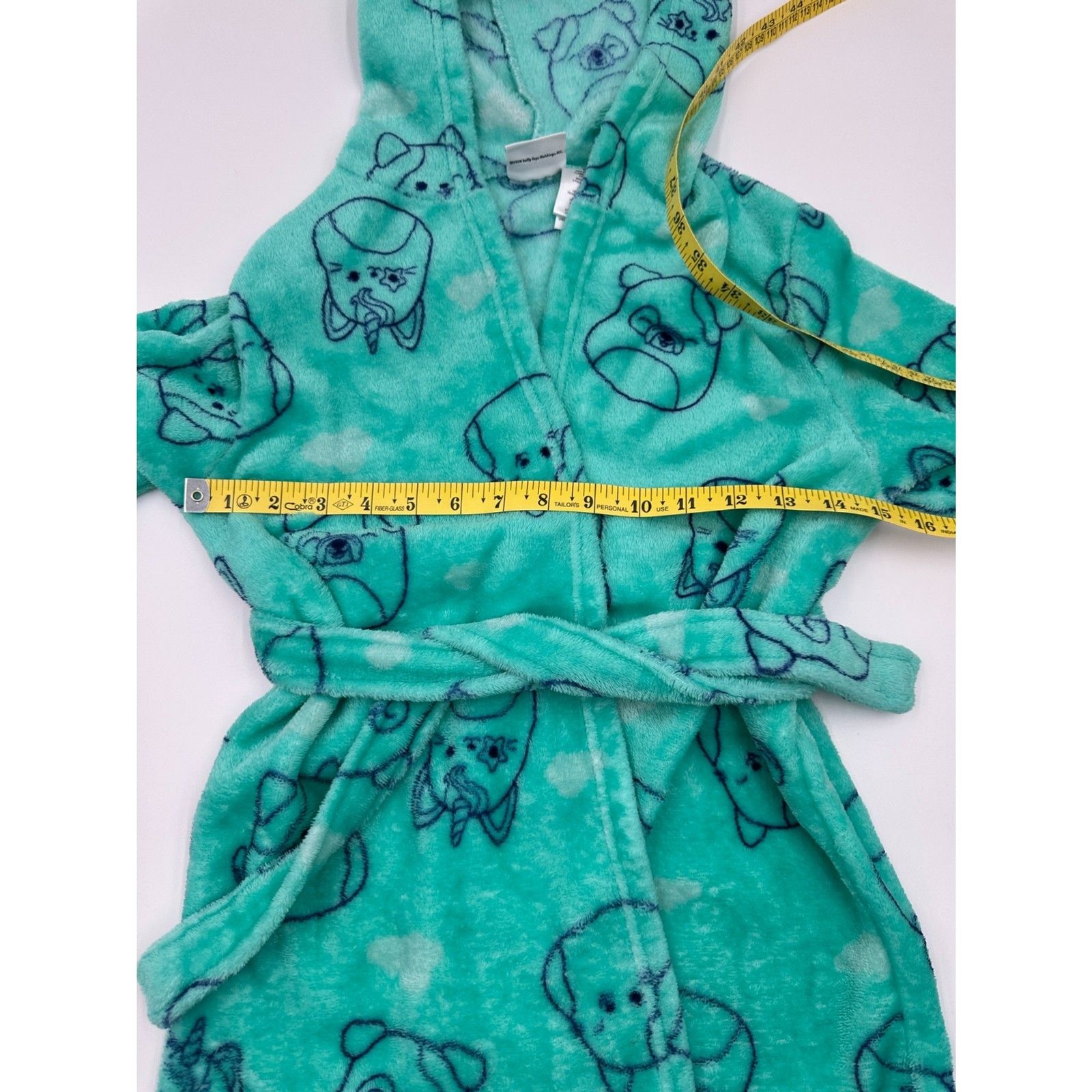 Squishmallow Bath Robe for Kids w/Hood & Cord Pockets SZ M Graphic Robe Green
