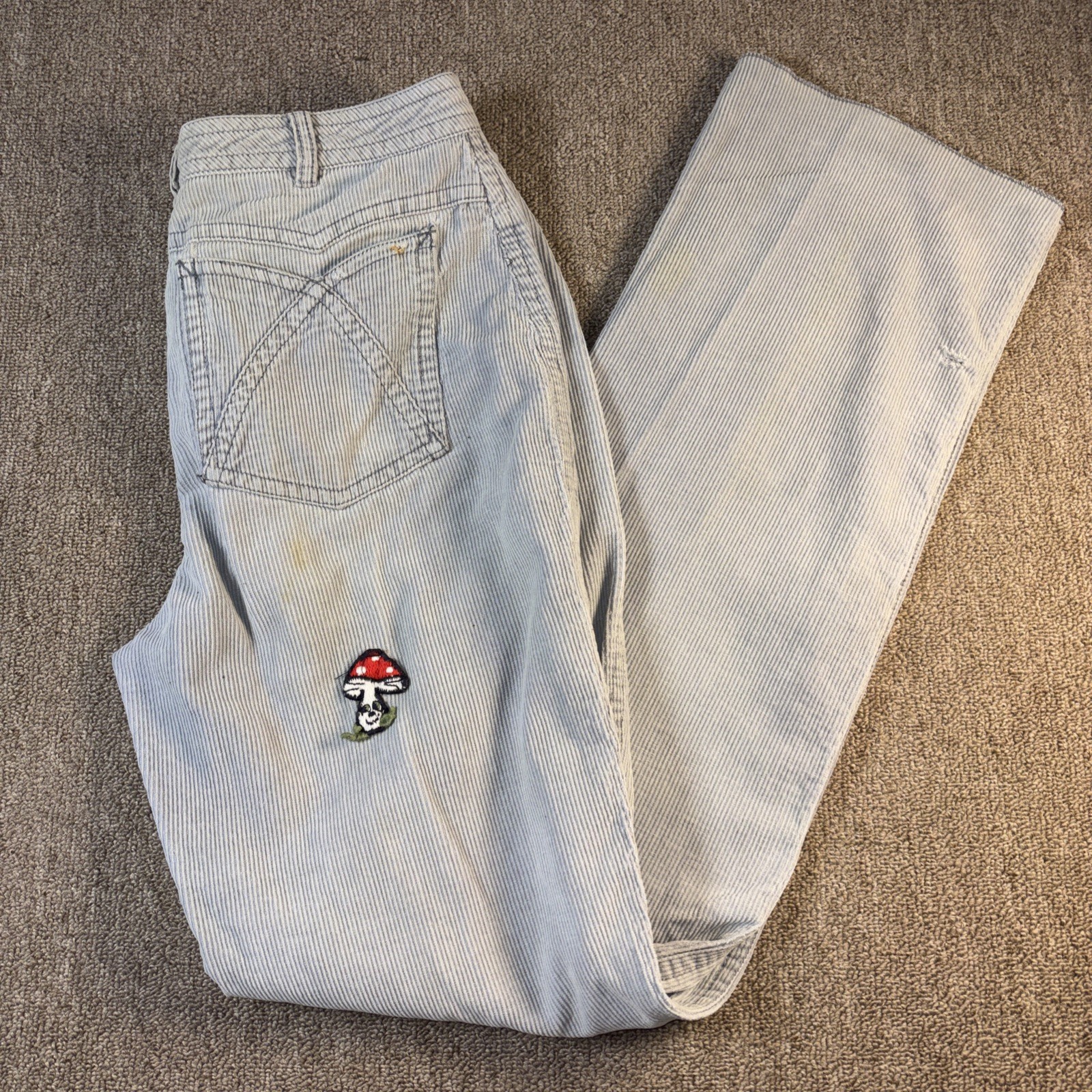 Vintage Late 80s Early 90s N’est-Ce Pas? Mushroom Embroidered Corduroy Pants