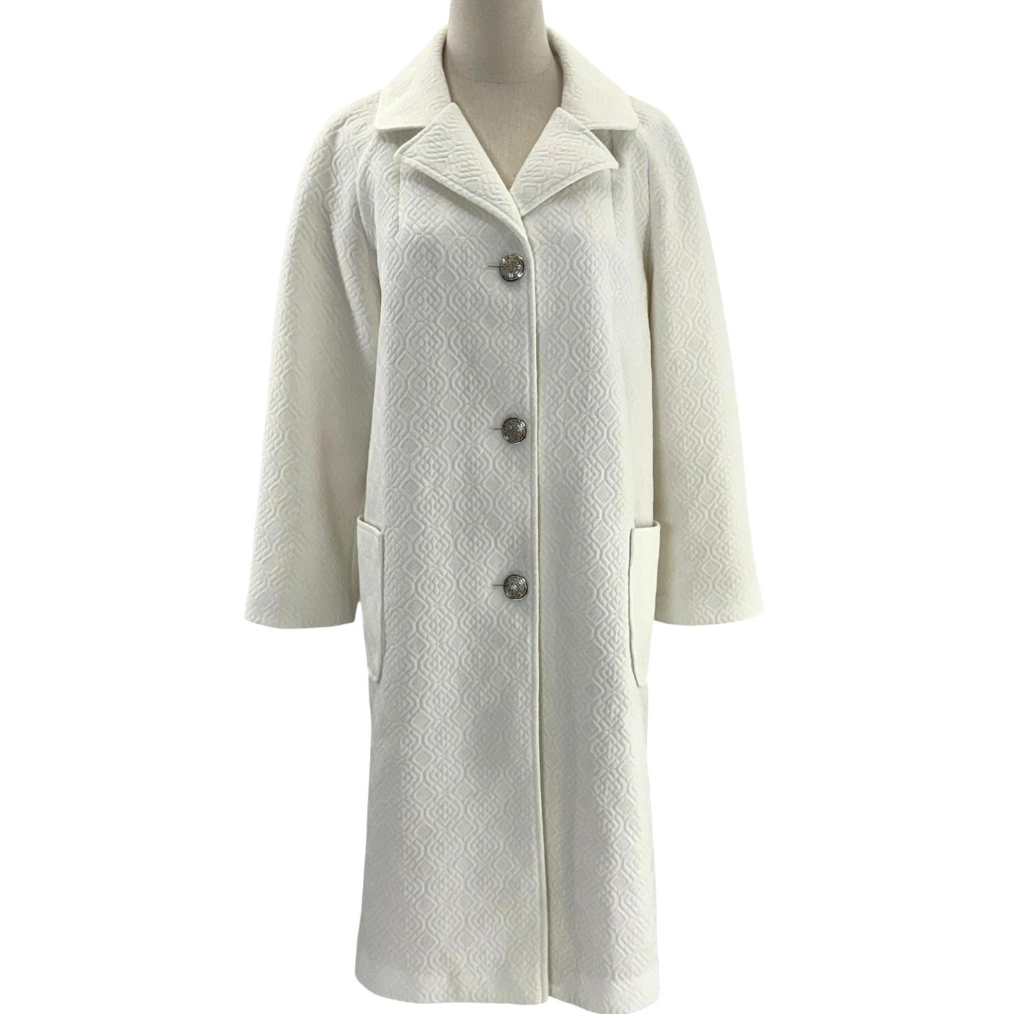 Vintage 70s Women’s Medium White Double-Knit Swing Coat by Jerold