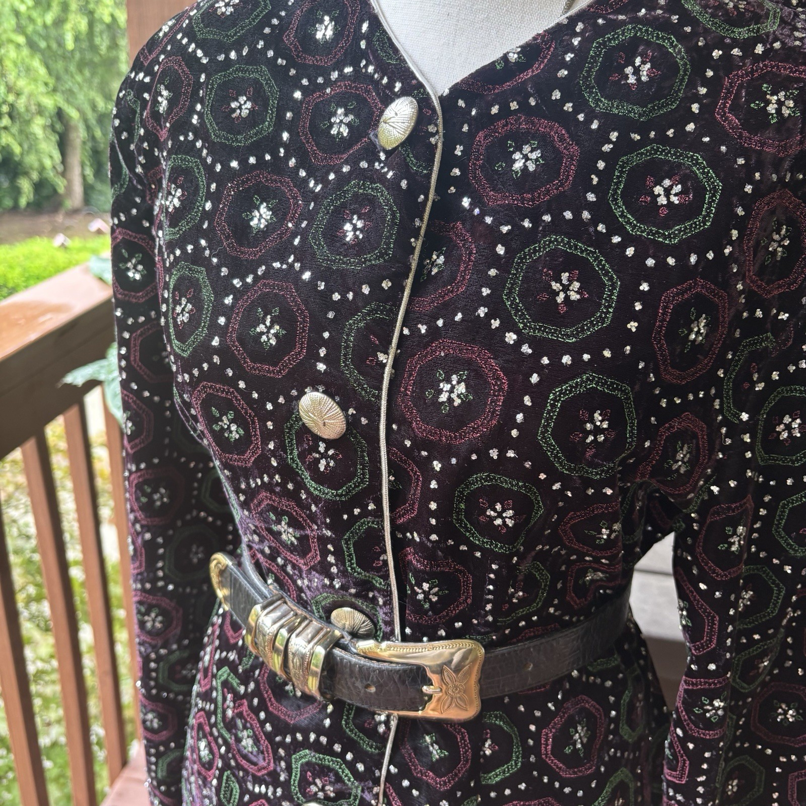 VTG 80s 90s Ellen Ashley Velvet Glitter Embellished Jacket Cardigan Size 8
