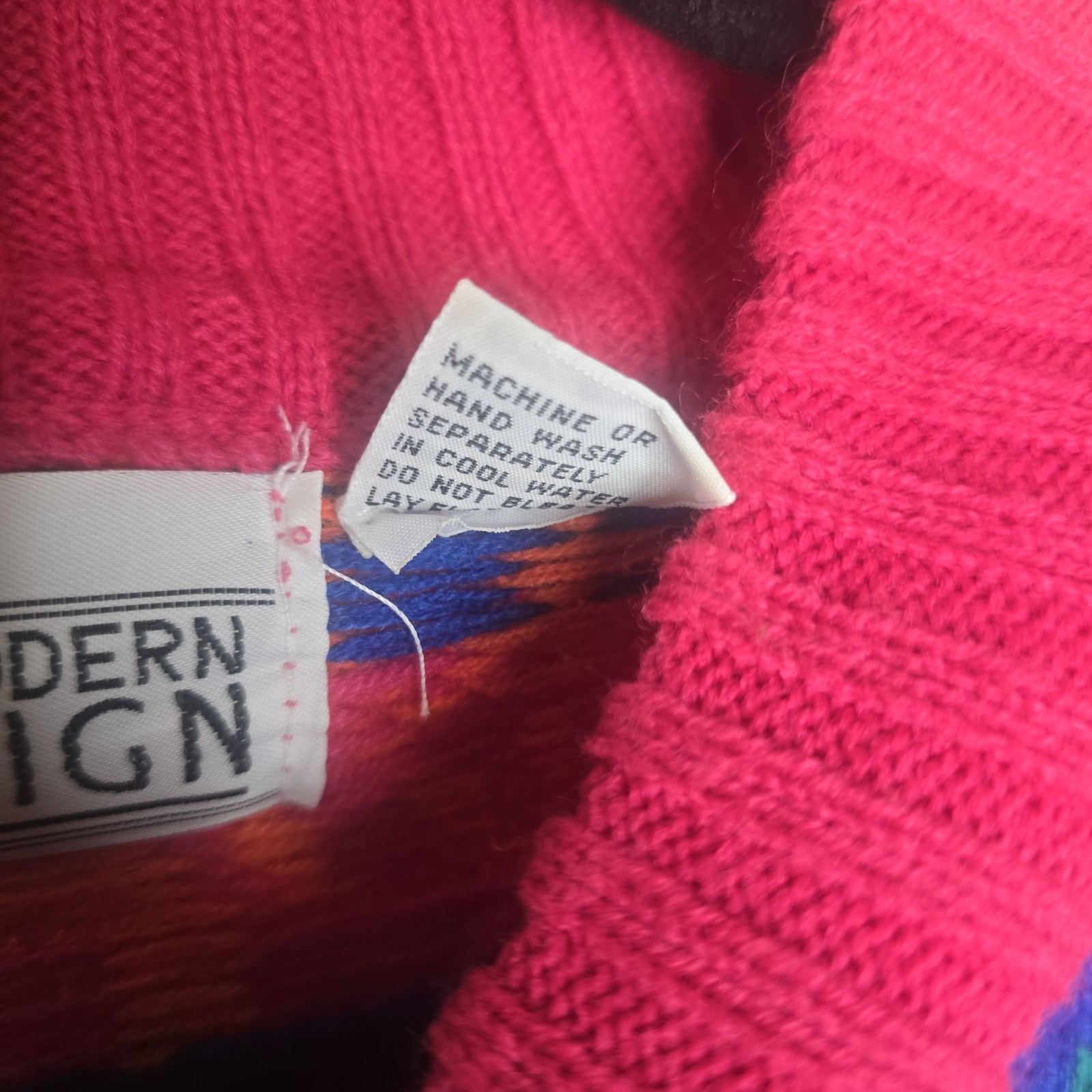 Vintage Modern Reign Sweater Womens M Bright Neon Horse Mockneck 80s 90s