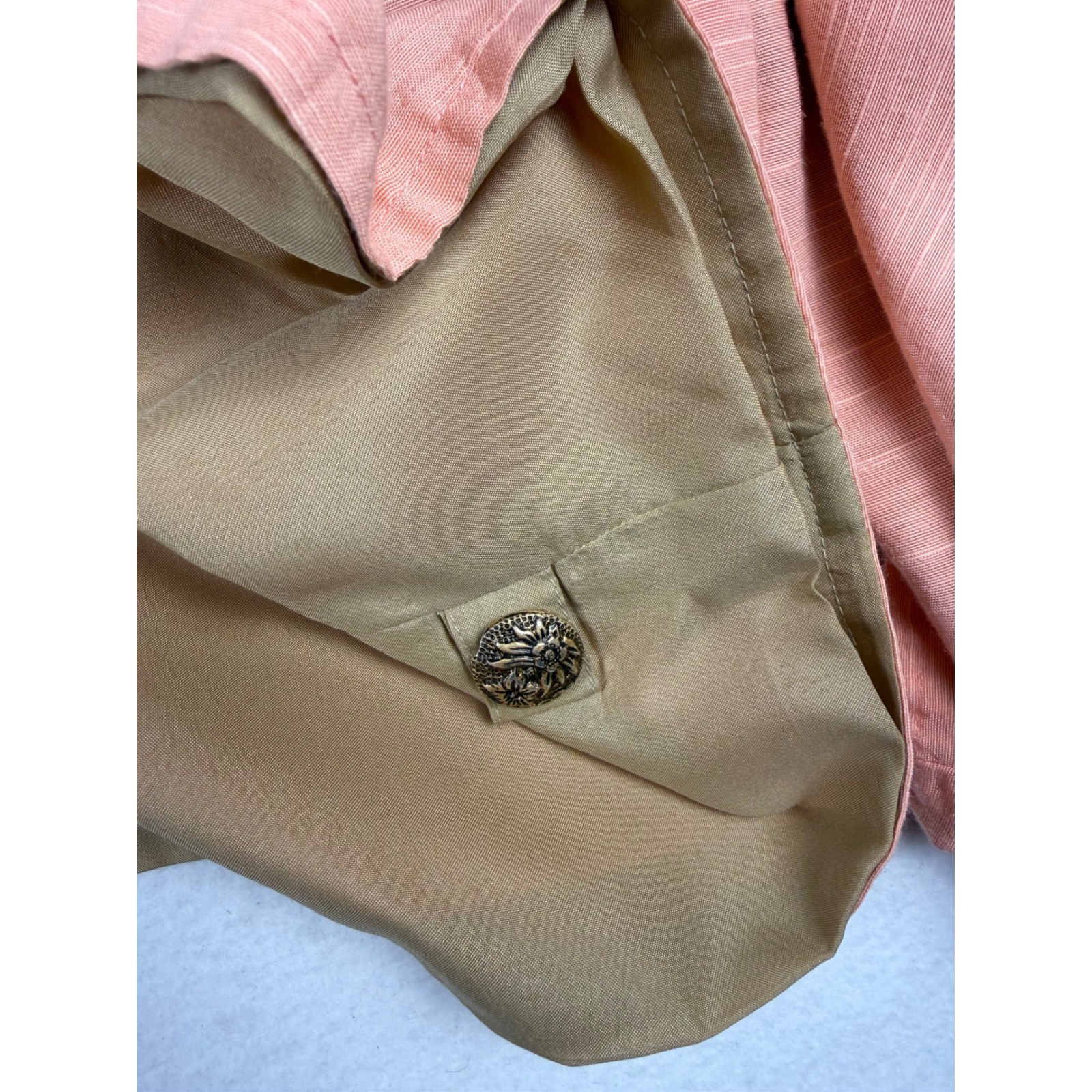 Vintage Alex Kim Silk Jacket Salmon peach Abstract Hand Painted Sequin Large