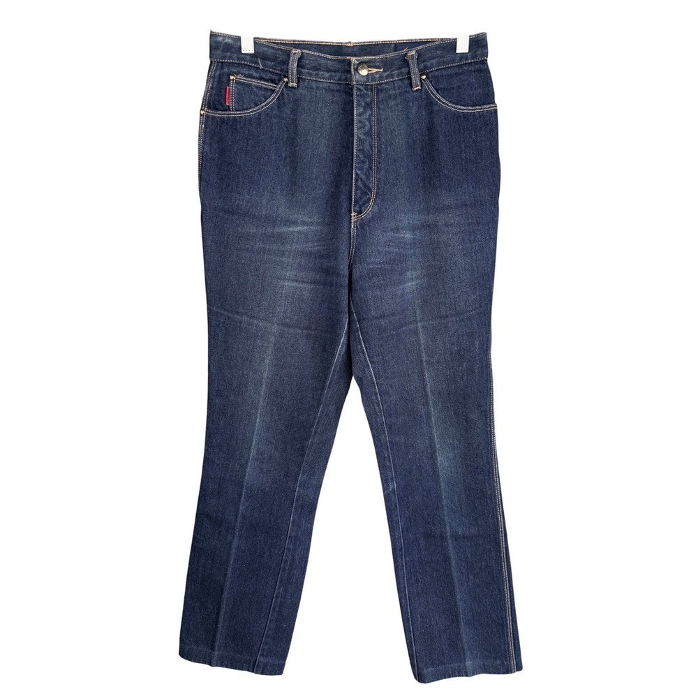 A8 Gloria Vanderbilt 1980 VTG High Rise Straight Leg Jeans Dark Wash Blue Denim