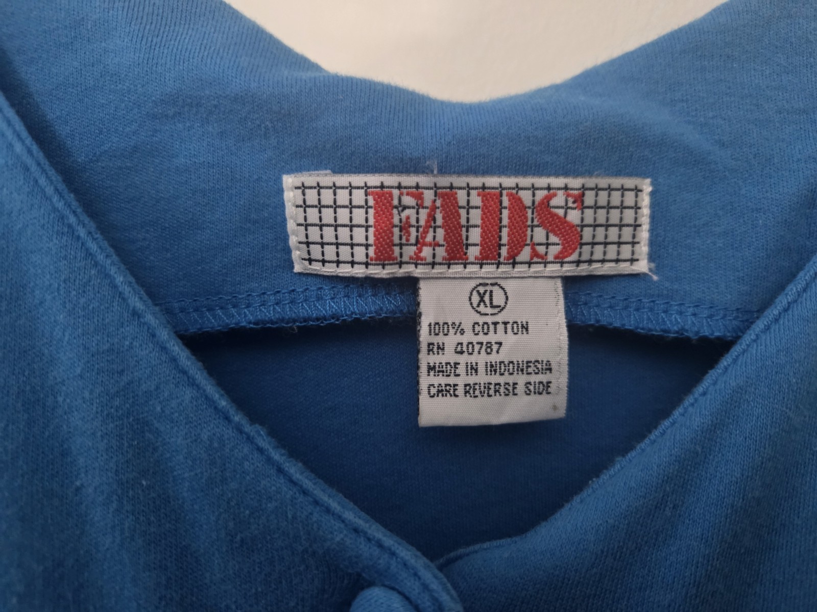 Vintage 80s Blue FADS Cotton Sleeveless Button Front Dress Size XL