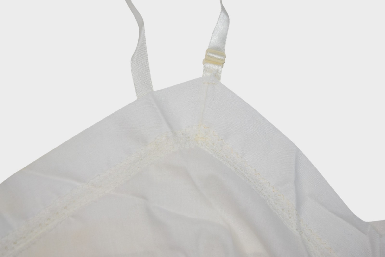 Vintage Figurfit Dress Womens 48 White Lace Spaghetti Strap Camisole Slip