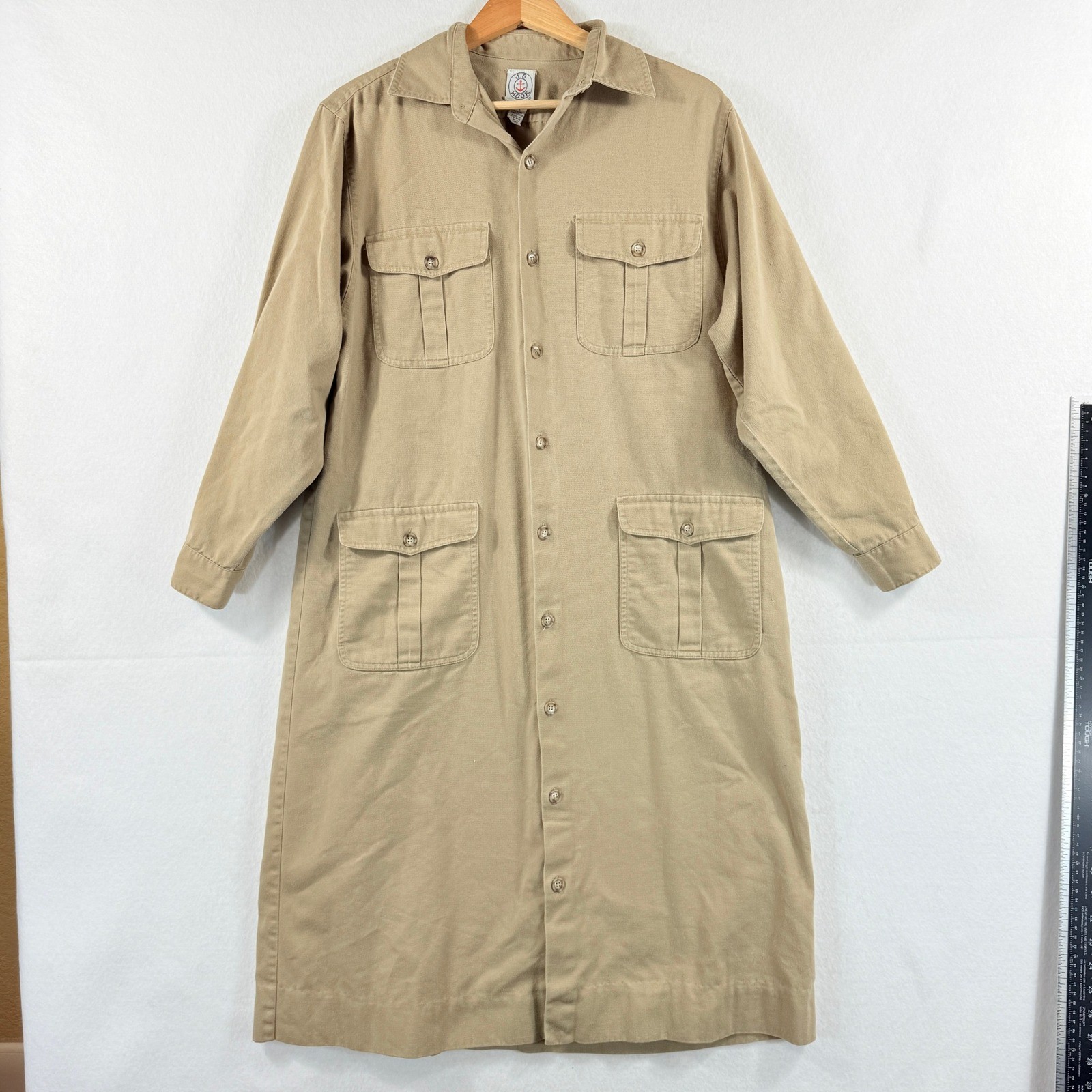 J.G. Hook Shirt Dress Womens 14 Tan Utility Safari Vintage Gorpcore Workwear