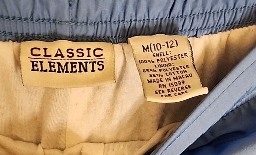 VINTAGE Classic Elements Windbreaker Pants M 10/12 Medium Track Blue y2K 90s