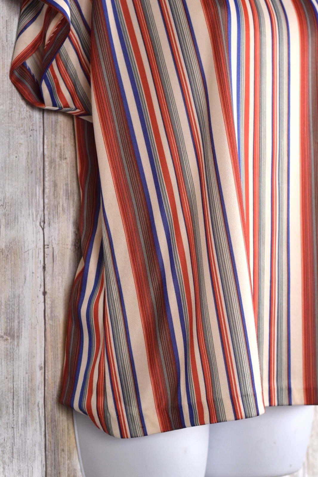 Vintage Rhoda Lee Short Sleeve Multi Color Stripe Shirt Size 12