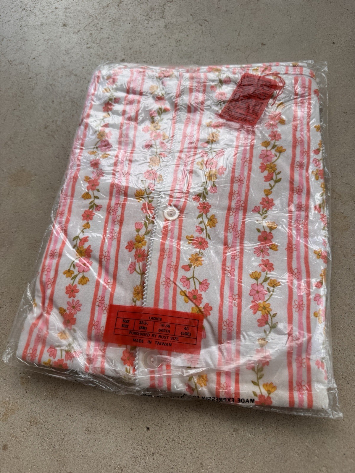 VTG 60s 70s Greencraft Pajamas NOS Deadstock Floral Pink Striped Mod Medium 36