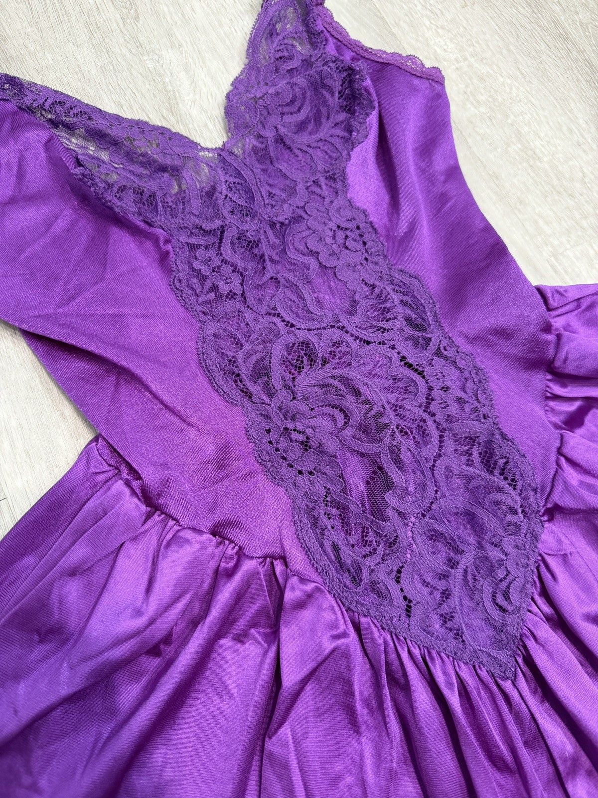 Vintage Lingerie Teddy Playsuit Romper Babydoll Purple Lace OLGA Small