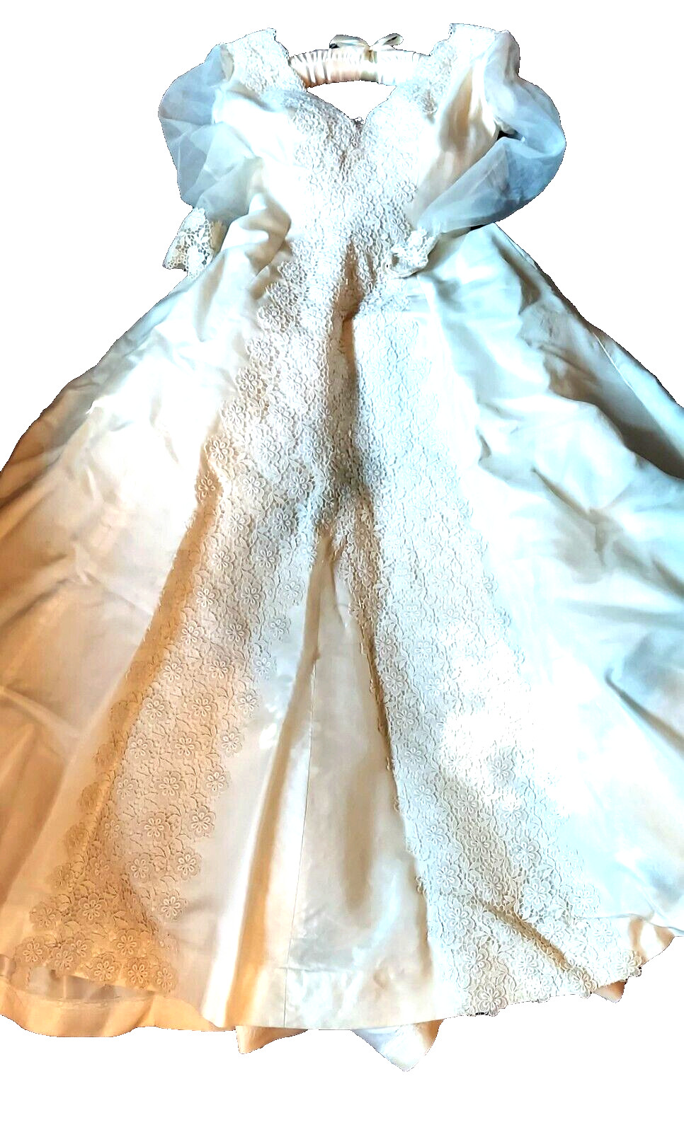 Beautiful Vintage Custom Handmade-Made Wedding Dress with Train – size S