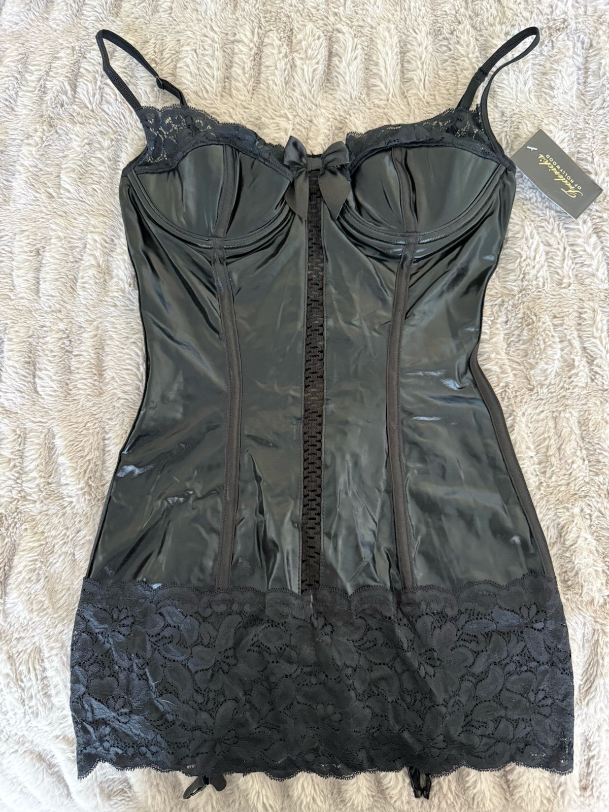 NWT Frederick’s of Hollywood Satin Corset Thong Set Vintage 90s Size M