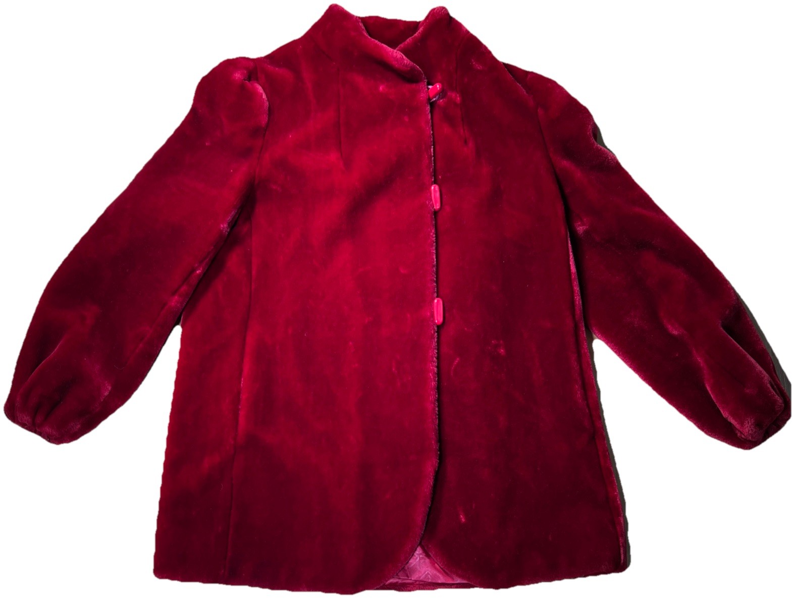 VTG Red Faux Fur Coat Borgazia Dubrowsky & Perlbinder See Pictures For Size