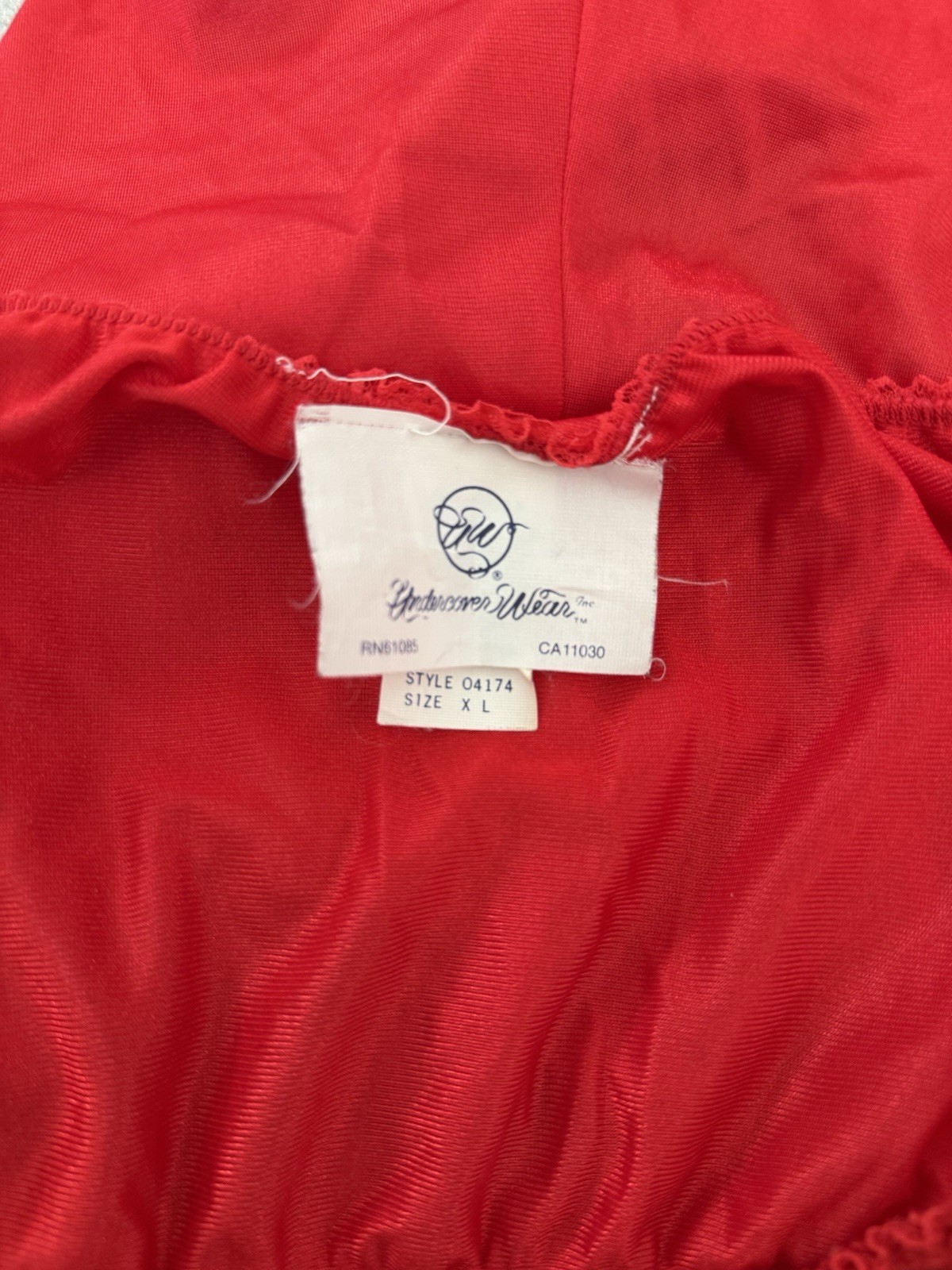 Vtg Strapless Sheer Red Lace Nylon Romper Negligee Lingerie Pleated Skirt XL