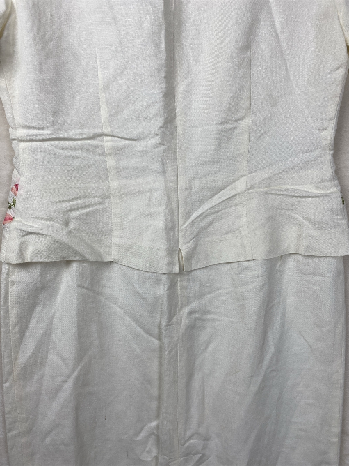 Positive Attitude Maxi Dress Womens 10 Embroidery Floral Short Sleeve Linen Blen