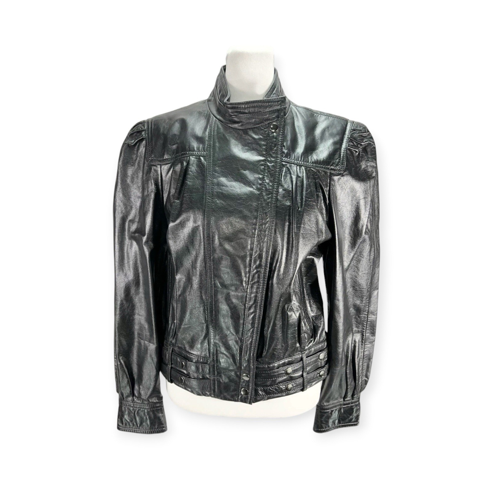 VTG 80s NEW WAVE LEATHER THRILLER JACKET PUNK ROCK GOTH HALLOWEEN BIKER EDGY EMO