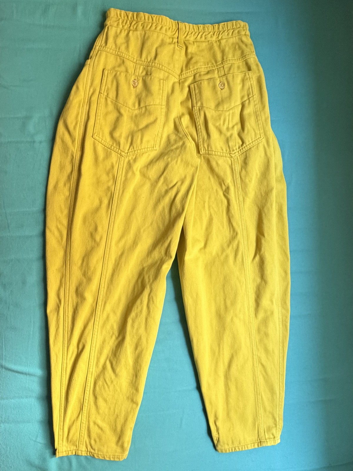 Oilily 1980s Womens Vintage 100% Cotton Balloon Waist Yellow Jeans