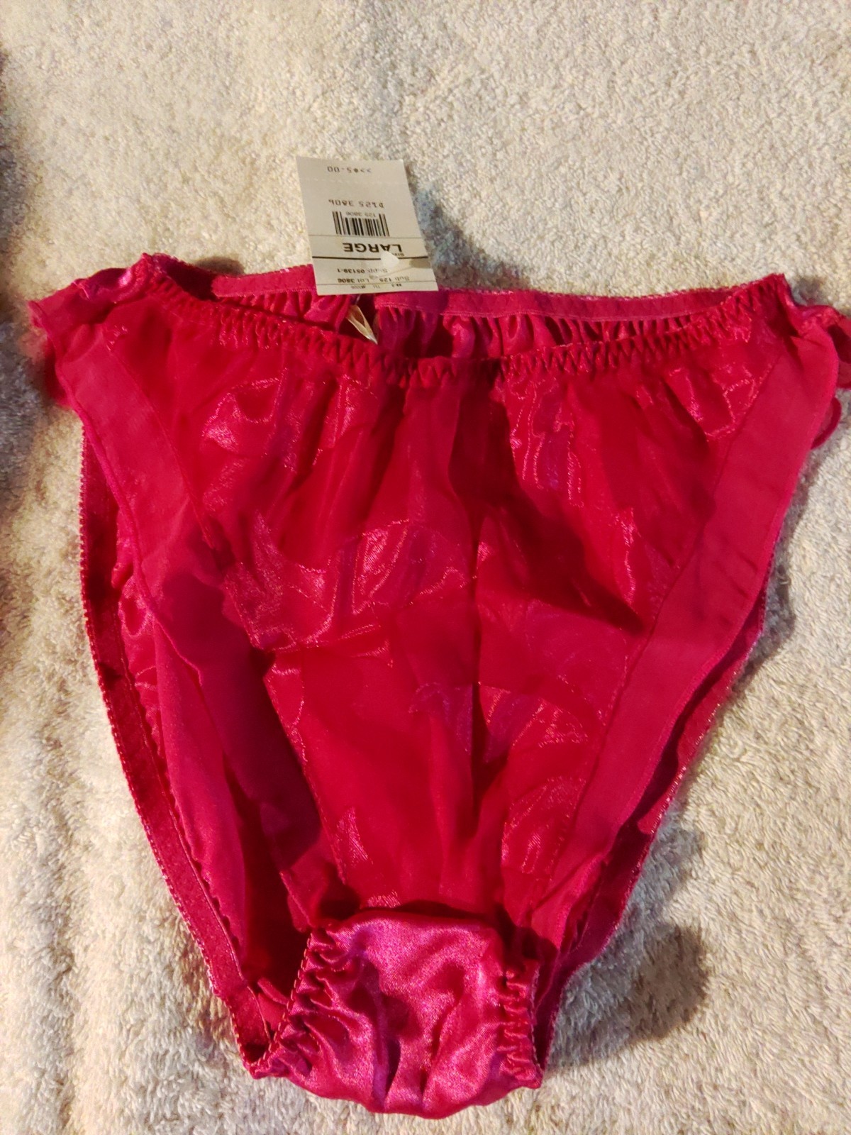 Vintage DELICATES 100% Polyester Satin Bikini Panties Size 7 Large Pink