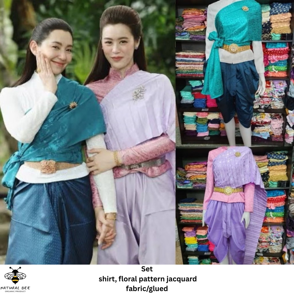 Traditional Thai Vintage Dress Inang Kham Duang dress, Thai dress with a floral